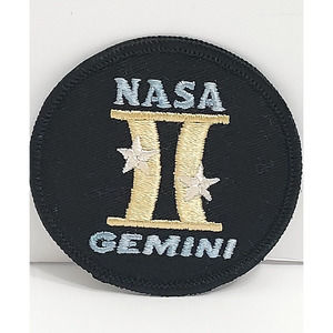 Gemini Gold Zodiac NASA Space Mission Patch 2 White Stars Nasa Vintage Space